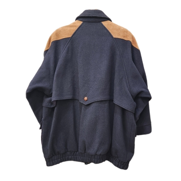 VINTAGE TRENDZ Oversized WOOL COAT Navy,/Brown, Women's 13/14 - Picture 3 of 10